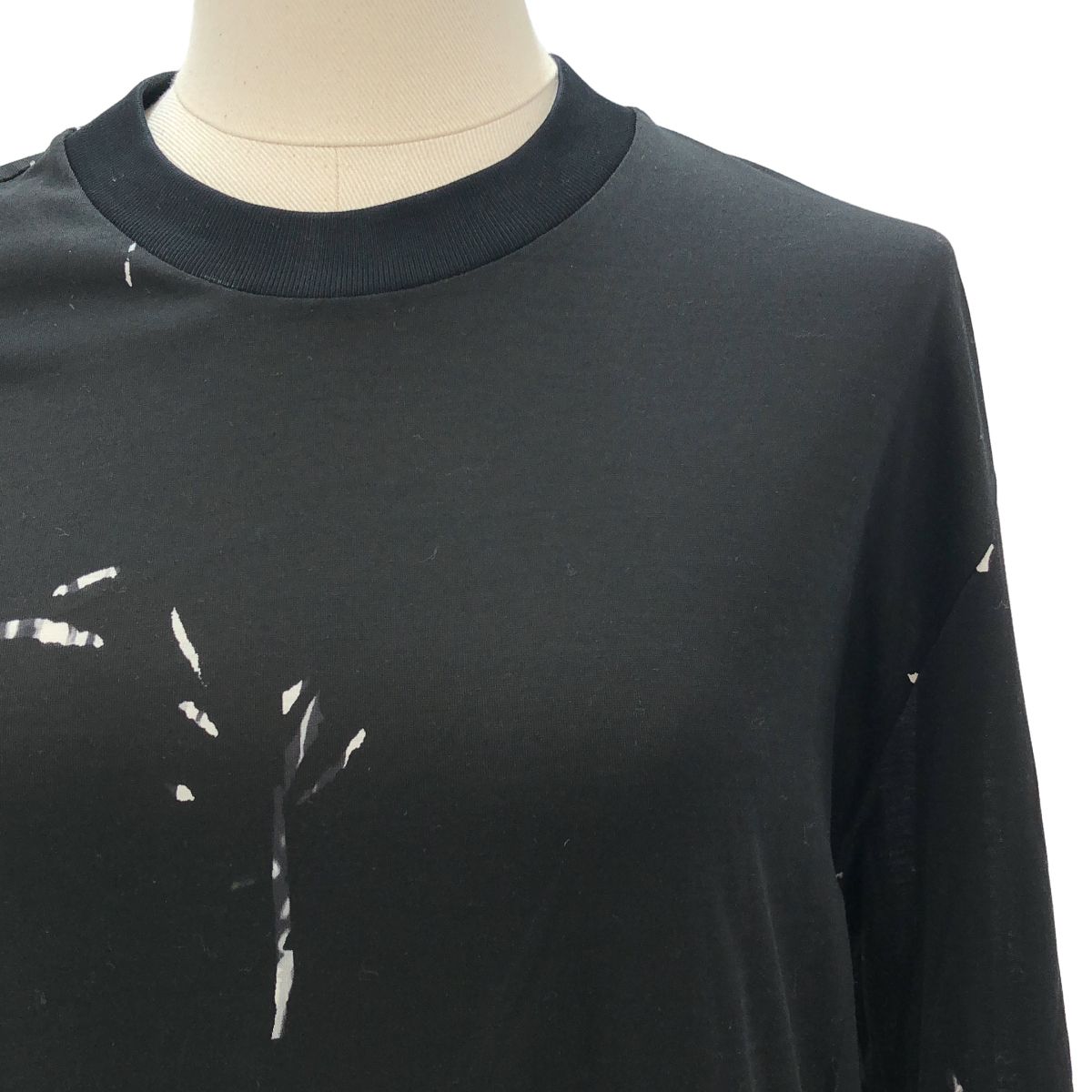 Prada Triangle Logo Patch Leaf Print Contrast Dress Black XS — view 2