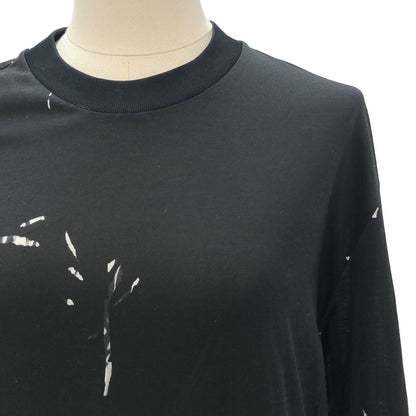 Prada Triangle Logo Patch Leaf Print Contrast Dress Black XS — view 2