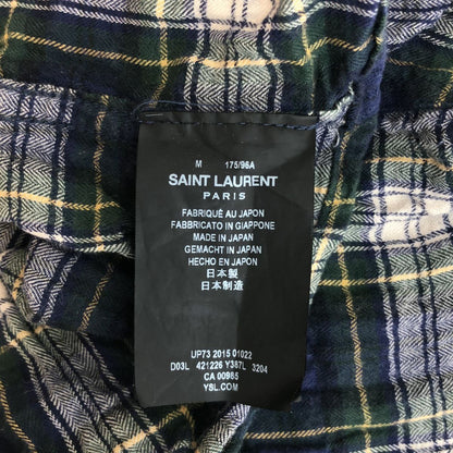 Saint Laurent Paris Hedi Slimane Era Cotton Checked Shirt Green Navy M — view 6