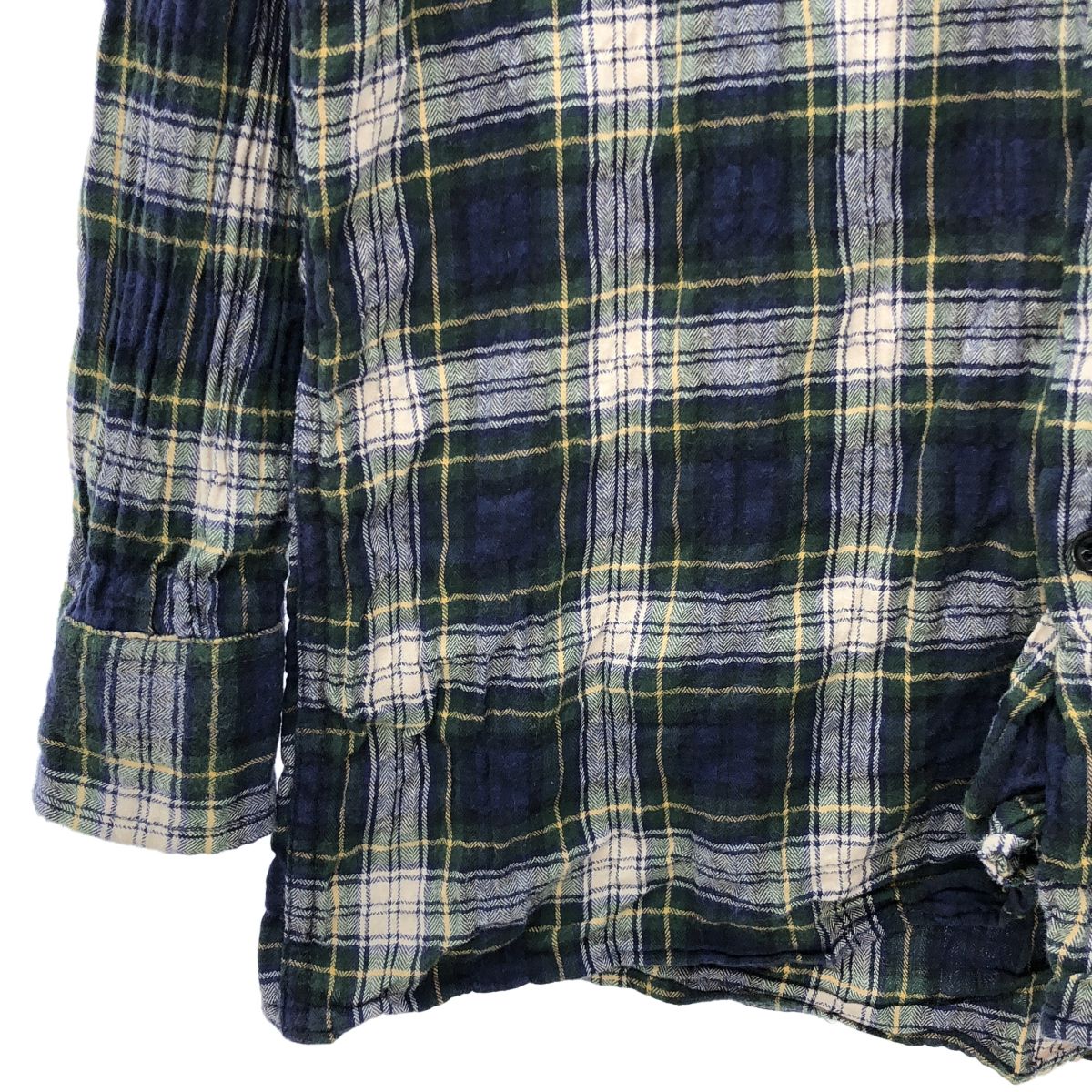 Saint Laurent Paris Hedi Slimane Era Cotton Checked Shirt Green Navy M — view 3