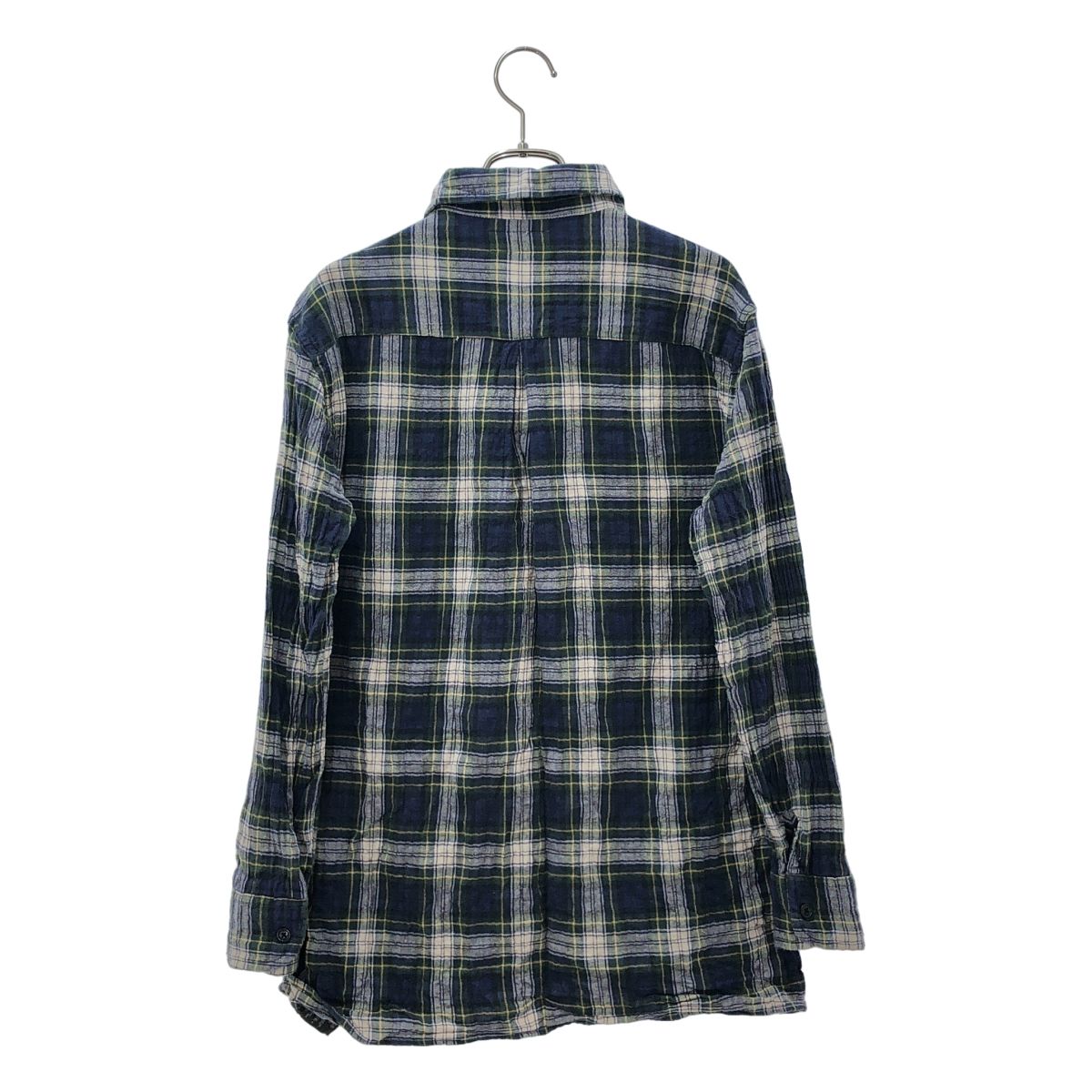 Saint Laurent Paris Hedi Slimane Era Cotton Checked Shirt Green Navy M — view 4