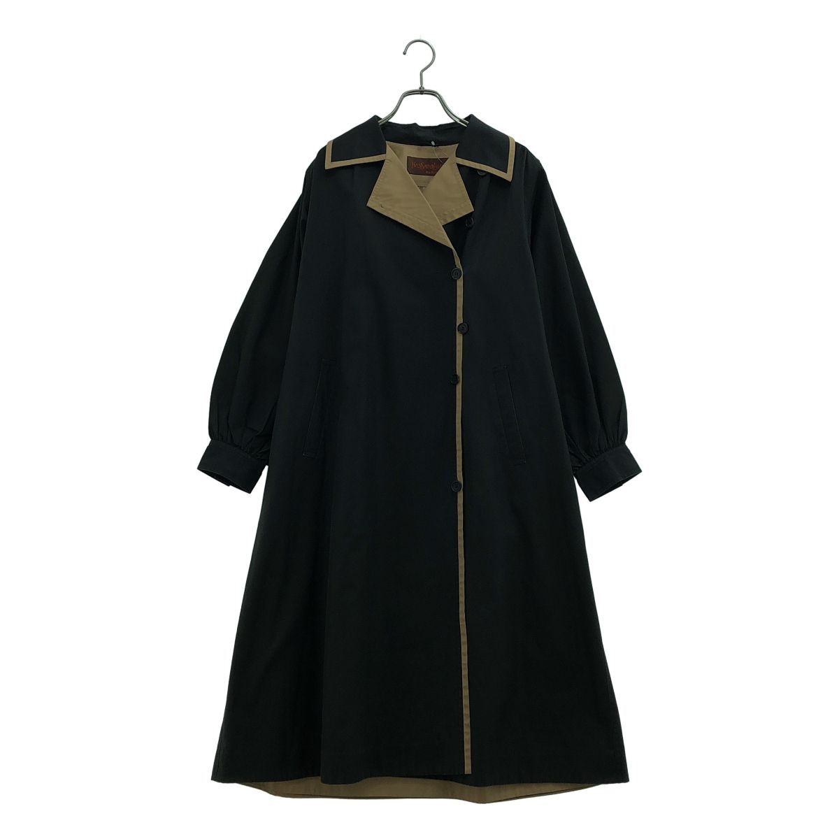 Saint Laurent Vintage Cotton Piping Overcoat Black