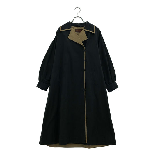 Saint Laurent Vintage Cotton Piping Overcoat Black