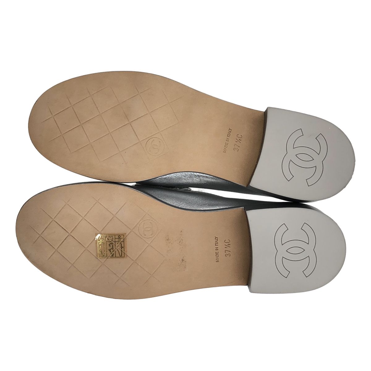 Chanel CC Logo Camellia Loafers Silver — view 5