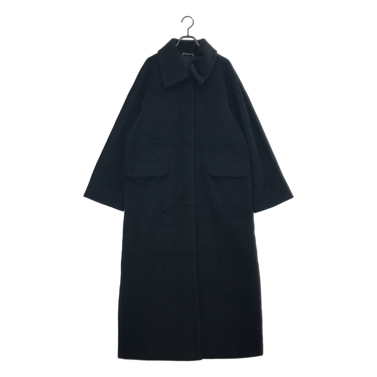 Max Mara Wool Cashmere Soutien Collar Long Coat Black 40