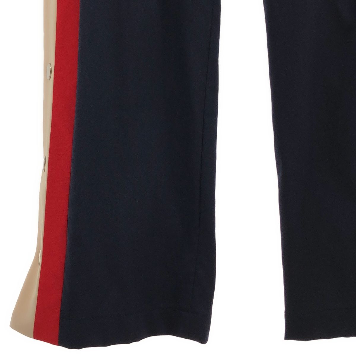 Gucci Wool Silk Sherry Line Side Button Wide Easy Pants Navy 42 — view 3