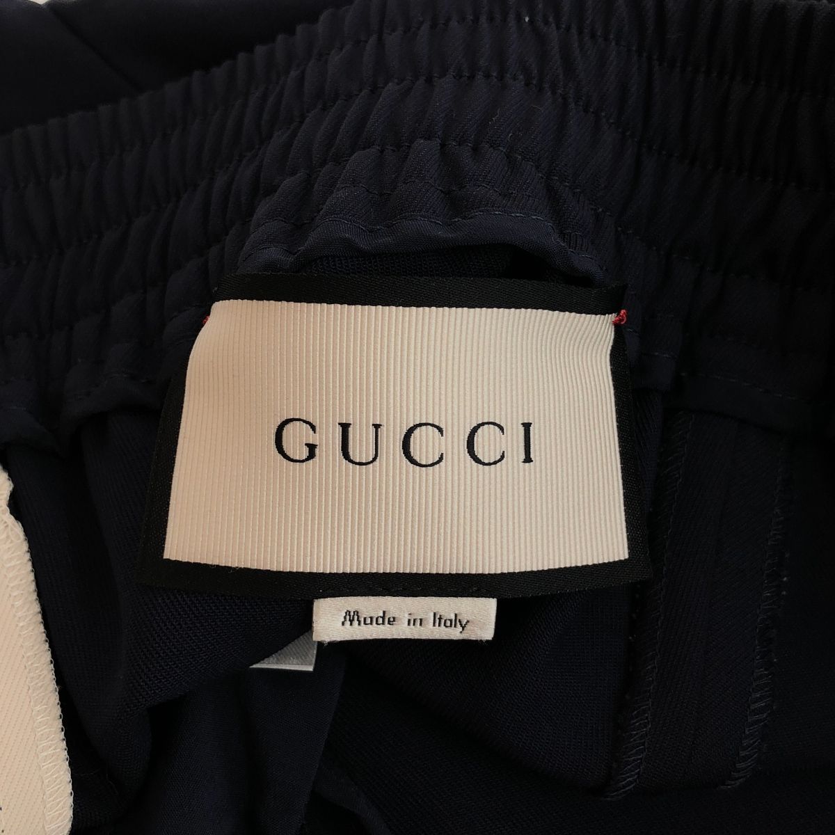 Gucci Wool Silk Sherry Line Side Button Wide Easy Pants Navy 42 — view 6