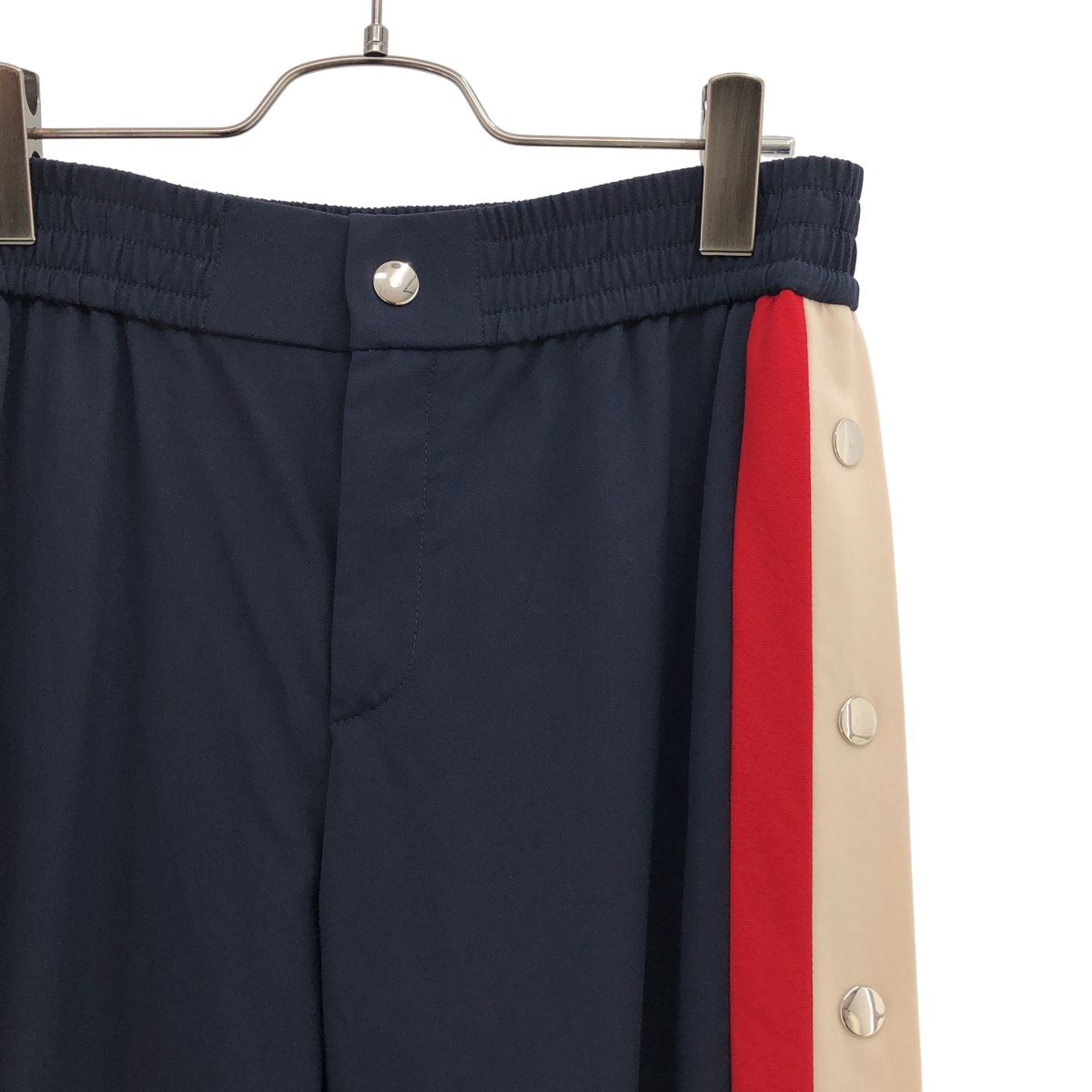 Gucci Wool Silk Sherry Line Side Button Wide Easy Pants Navy 42 — view 2