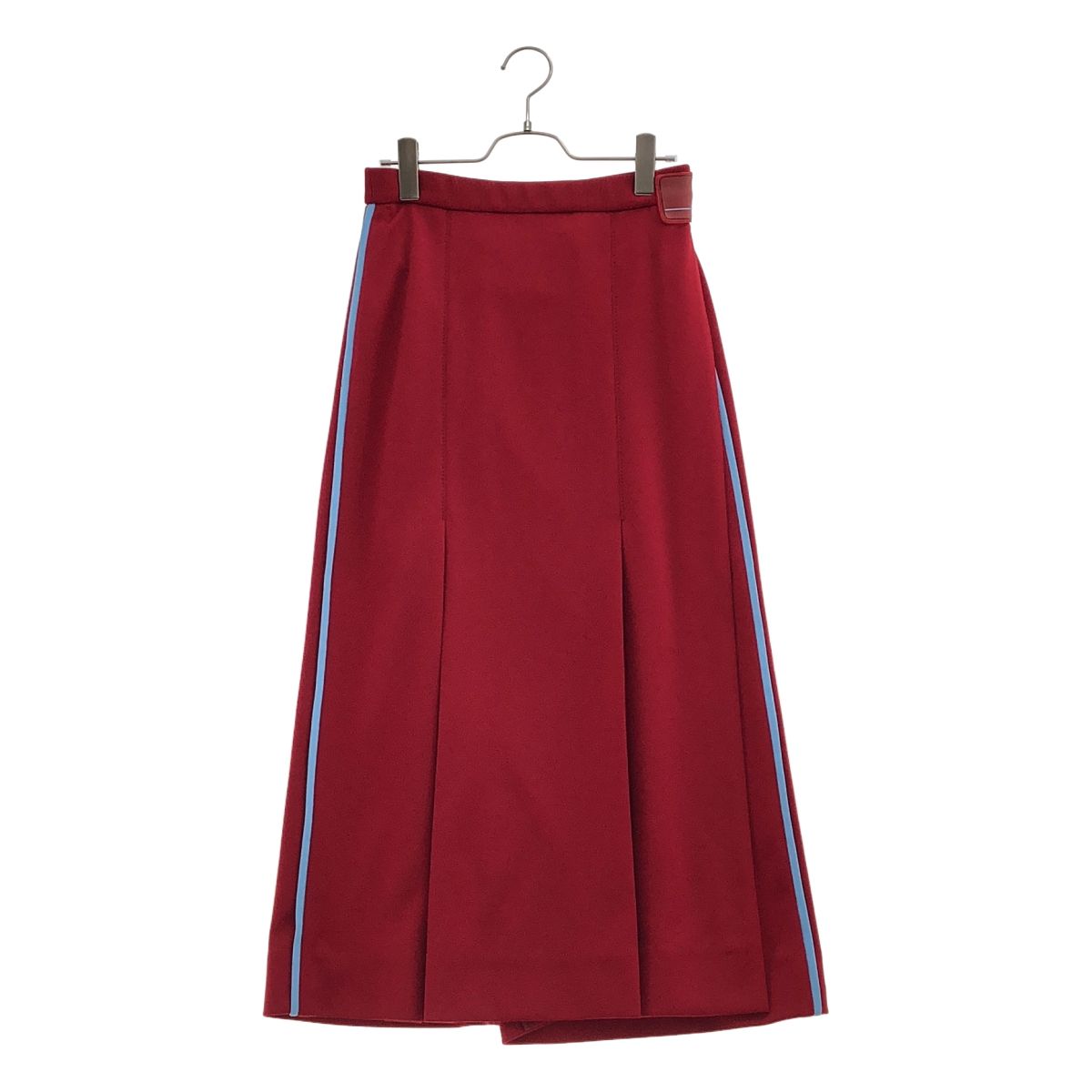 Prada Sport Rubber Patch Side Line Jersey Wrap Skirt Red 42