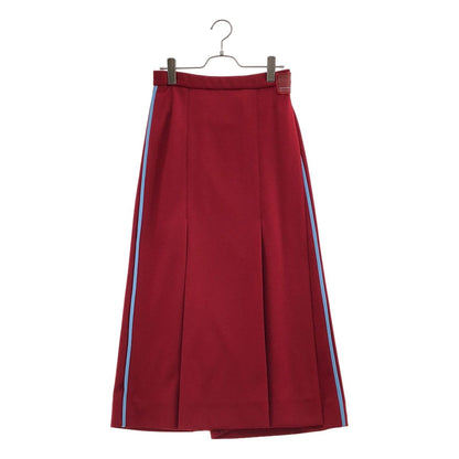 Prada Sport Rubber Patch Side Line Jersey Wrap Skirt Red 42