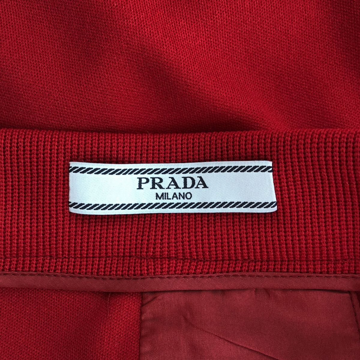 Prada Sport Rubber Patch Side Line Jersey Wrap Skirt Red 42 — view 5