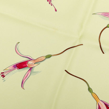Hermes Carre 90 Fleurs de Fuchsia Scarf Green Multicolor Silk — view 4