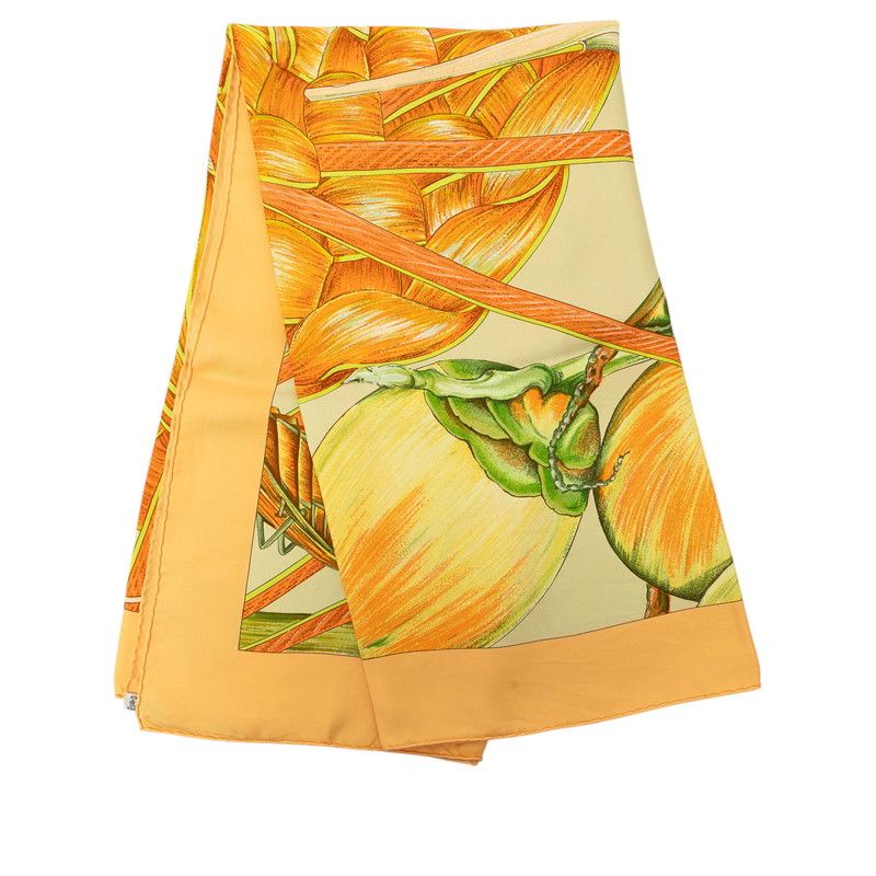Hermes Carre 90 Jardin Creole's Paradise Scarf Orange Multicolor Silk — view 8