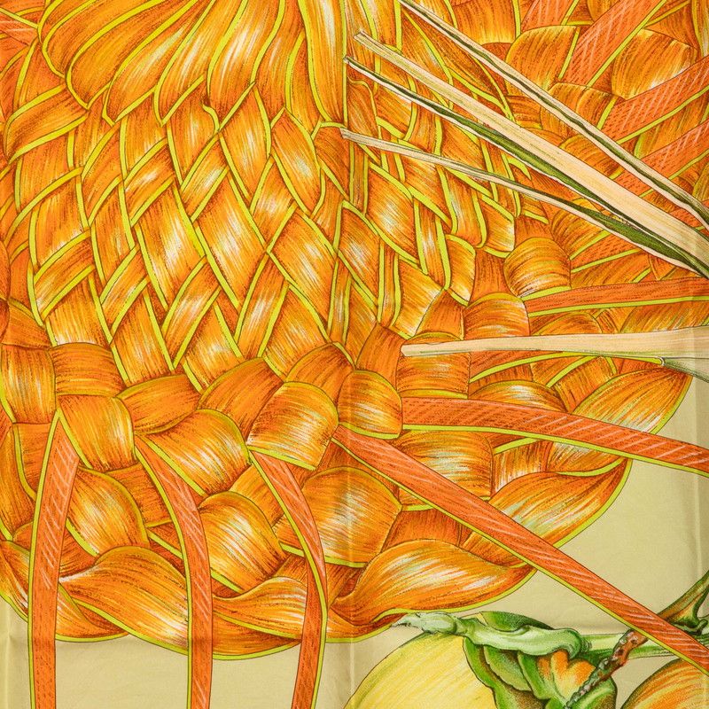 Hermes Carre 90 Jardin Creole's Paradise Scarf Orange Multicolor Silk — view 2