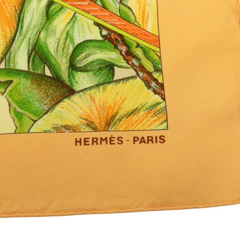Hermes Carre 90 Jardin Creole's Paradise Scarf Orange Multicolor Silk — view 4