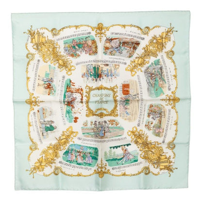 Hermes Carre 45 Chansons de France French Song Scarf Multicolor Silk