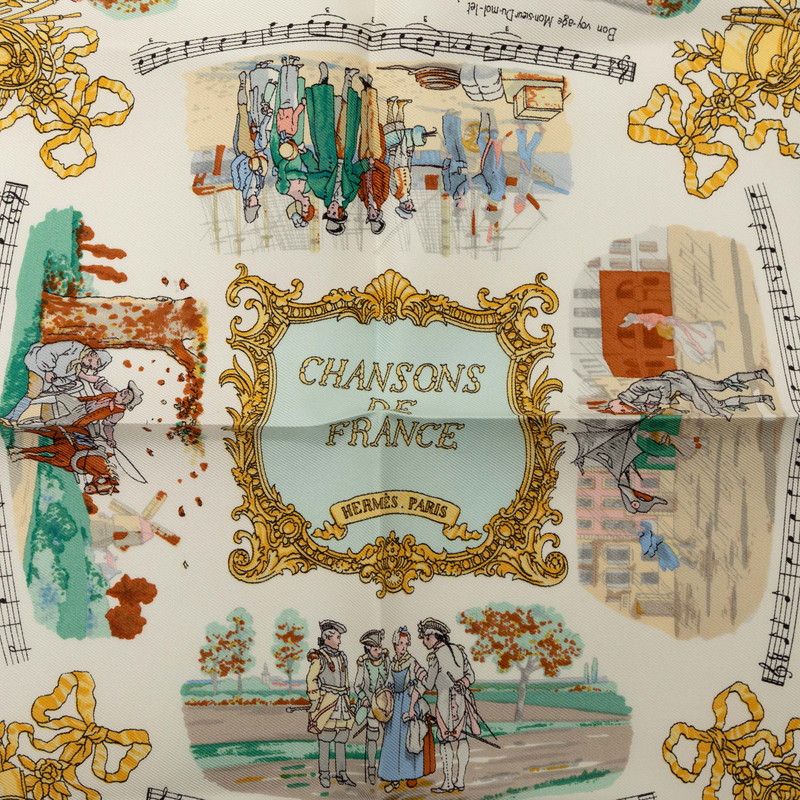 Hermes Carre 45 Chansons de France French Song Scarf Multicolor Silk — view 3