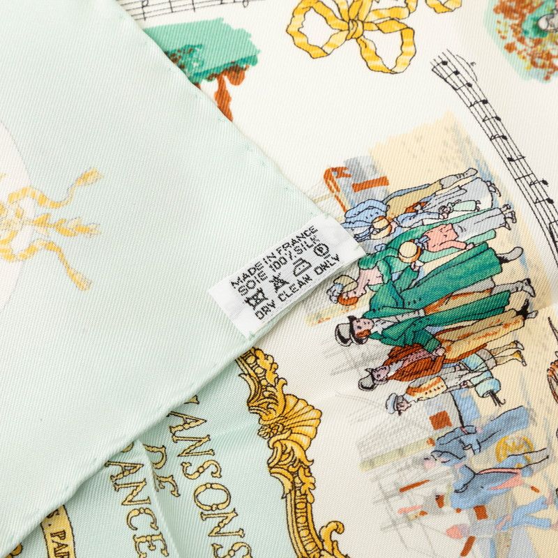 Hermes Carre 45 Chansons de France French Song Scarf Multicolor Silk — view 7