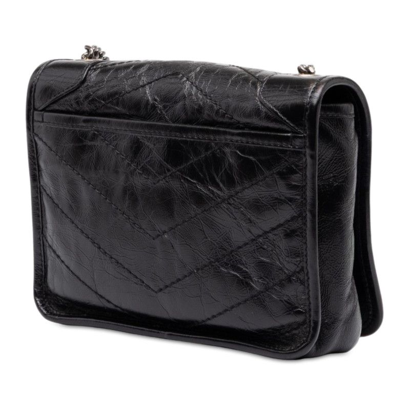 Saint Laurent Cassandra Niki YSL Logo Chain Shoulder Bag Black Leather — view 2