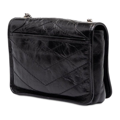 Saint Laurent Cassandra Niki YSL Logo Chain Shoulder Bag Black Leather — view 2