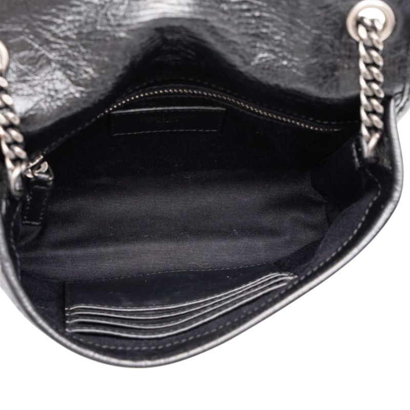 Saint Laurent Cassandra Niki YSL Logo Chain Shoulder Bag Black Leather — view 4