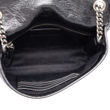 Saint Laurent Cassandra Niki YSL Logo Chain Shoulder Bag Black Leather — view 4