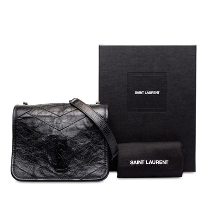 Saint Laurent Cassandra Niki YSL Logo Chain Shoulder Bag Black Leather — view 7