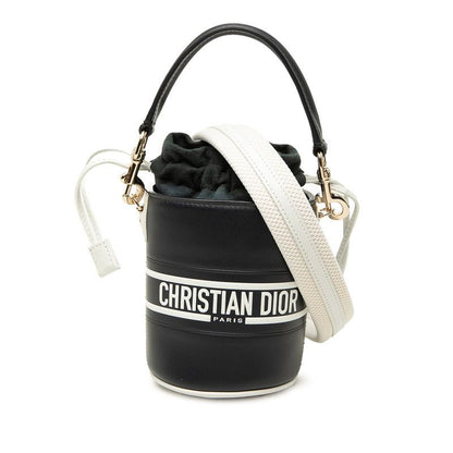 Dior Vibe Micro Bucket Mini Shoulder Bag 2-Way Navy White Leather Suede