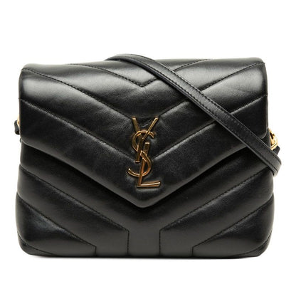 Saint Laurent YSL Logo Loulou Toy Crossbody Shoulder Bag Black Leather