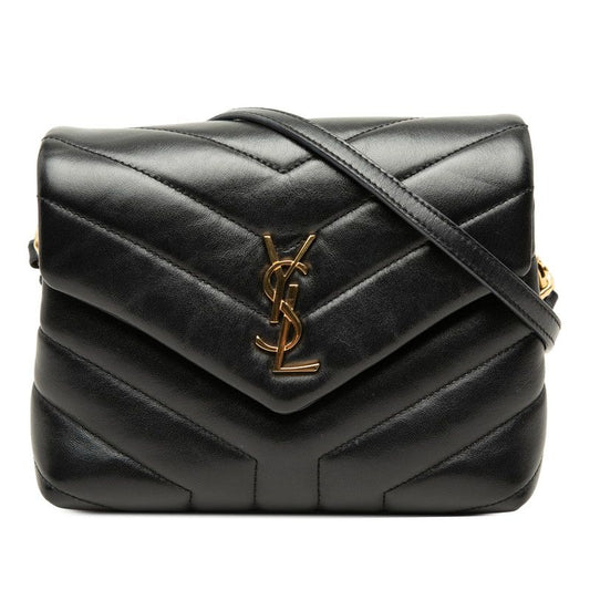 Saint Laurent YSL Logo Loulou Toy Crossbody Shoulder Bag Black Leather