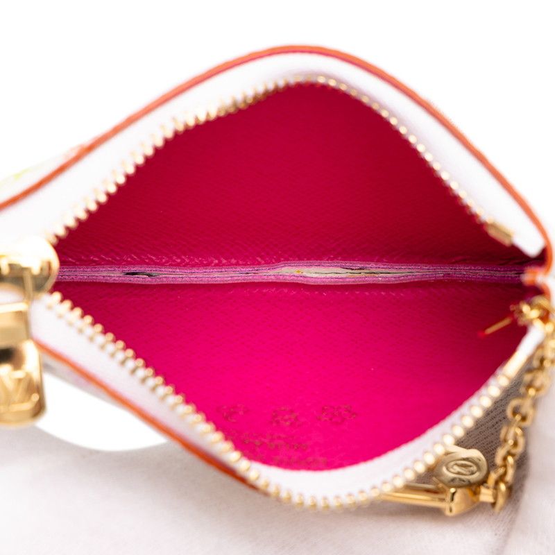 Louis Vuitton TM Monogram Multicolor Pochette Cles Pouch White Leather — view 4