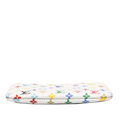 Louis Vuitton TM Monogram Multicolor Pochette Cles Pouch White Leather — view 3