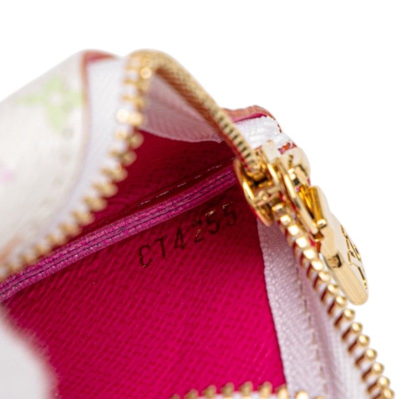 Louis Vuitton TM Monogram Multicolor Pochette Cles Pouch White Leather — view 6