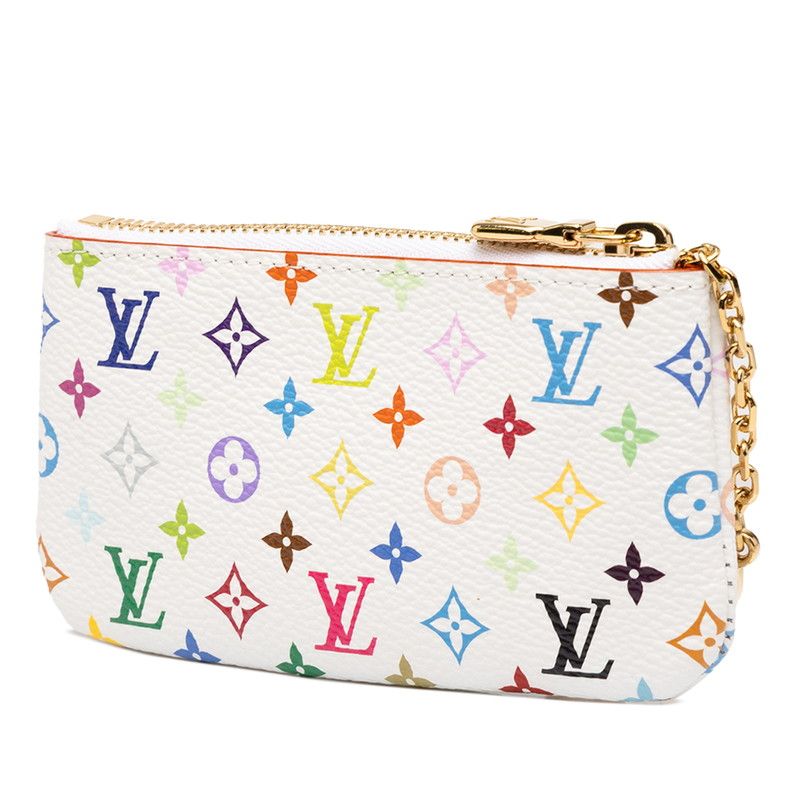 Louis Vuitton TM Monogram Multicolor Pochette Cles Pouch White Leather — view 2