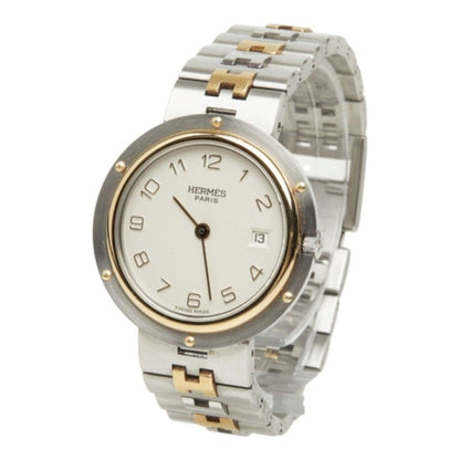 Hermes Clipper Watch White Silver Gold Stainless Steel — view 2