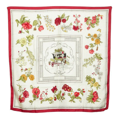 Hermes Carre 90 Quai Aux Fleurs Flower Blooming Coastal Street Scarf Large