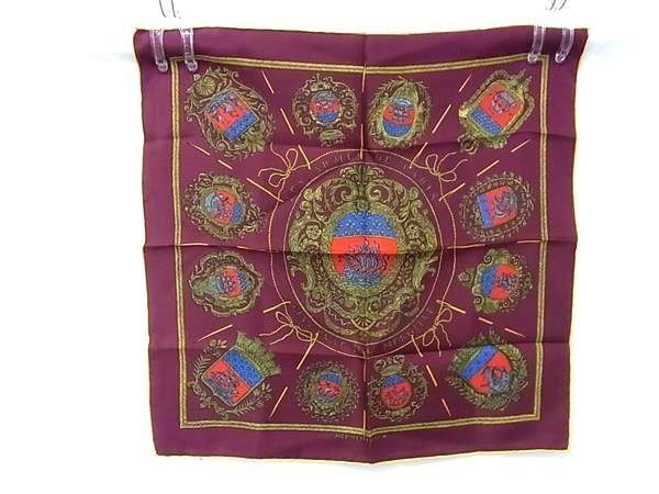 Hermes Scarf les Armes de Paris Crest Carre in 45 Bordeaux Multicolor Silk 100%