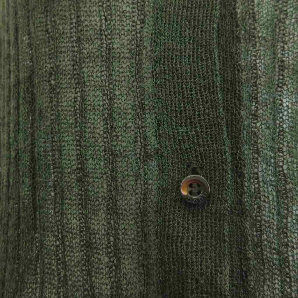 Gucci Knit Cardigan Sheer Polo Color Ribbed Green Khaki Collar Long Sleeve YU M — view 8