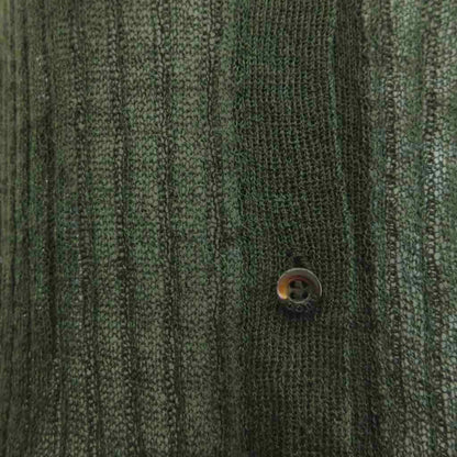 Gucci Knit Cardigan Sheer Polo Color Ribbed Green Khaki Collar Long Sleeve YU M — view 8