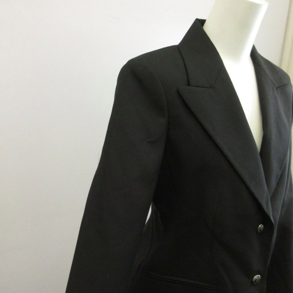 Dior Uniform Uniforme Wool Peak Lapel Tailored Jacket Black CD Logo Button 38 — view 4