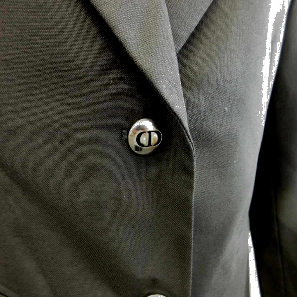 Dior Uniform Uniforme Wool Peak Lapel Tailored Jacket Black CD Logo Button 38 — view 7