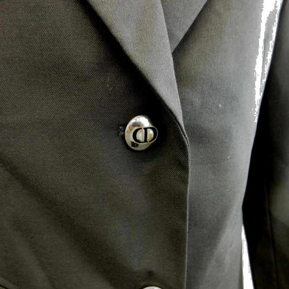 Dior Uniform Uniforme Wool Peak Lapel Tailored Jacket Black CD Logo Button 38 — view 7