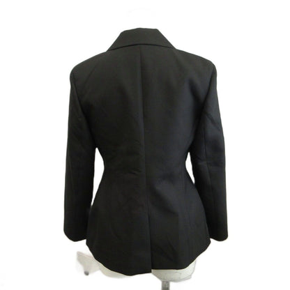 Dior Uniform Uniforme Wool Peak Lapel Tailored Jacket Black CD Logo Button 38 — view 2