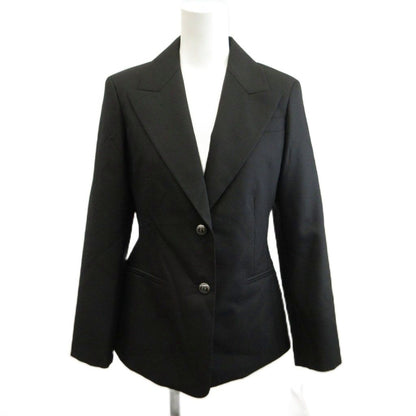 Dior Uniform Uniforme Wool Peak Lapel Tailored Jacket Black CD Logo Button 38