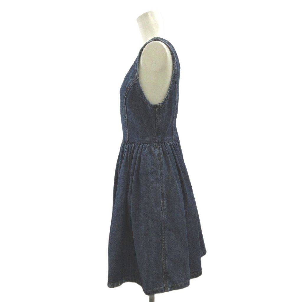 Miu Miu Denim Dress Sleeveless Flare Knee-Length Indigo Wash Zip 36 — view 2