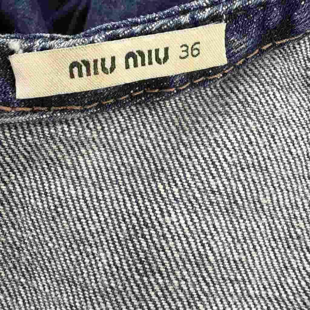 Miu Miu Denim Dress Sleeveless Flare Knee-Length Indigo Wash Zip 36 — view 5