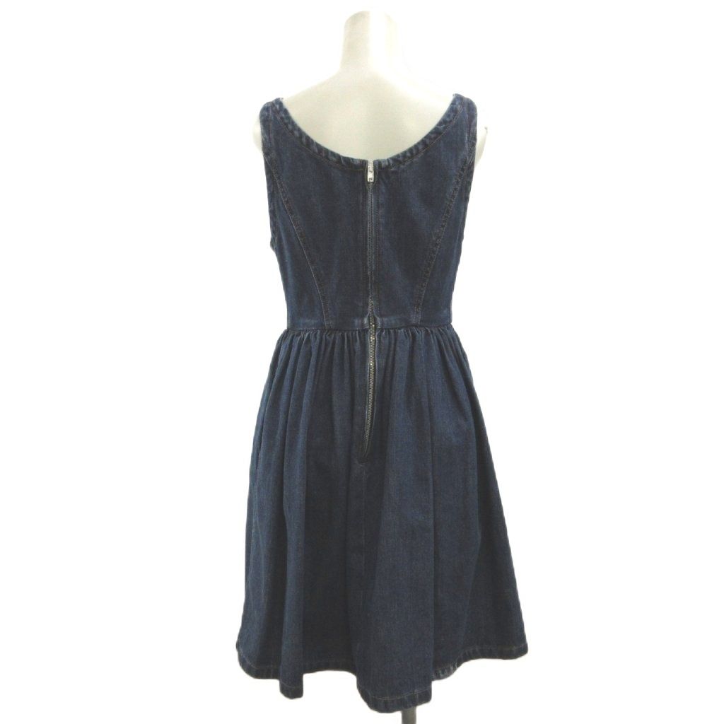Miu Miu Denim Dress Sleeveless Flare Knee-Length Indigo Wash Zip 36 — view 3