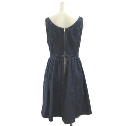 Miu Miu Denim Dress Sleeveless Flare Knee-Length Indigo Wash Zip 36 — view 3