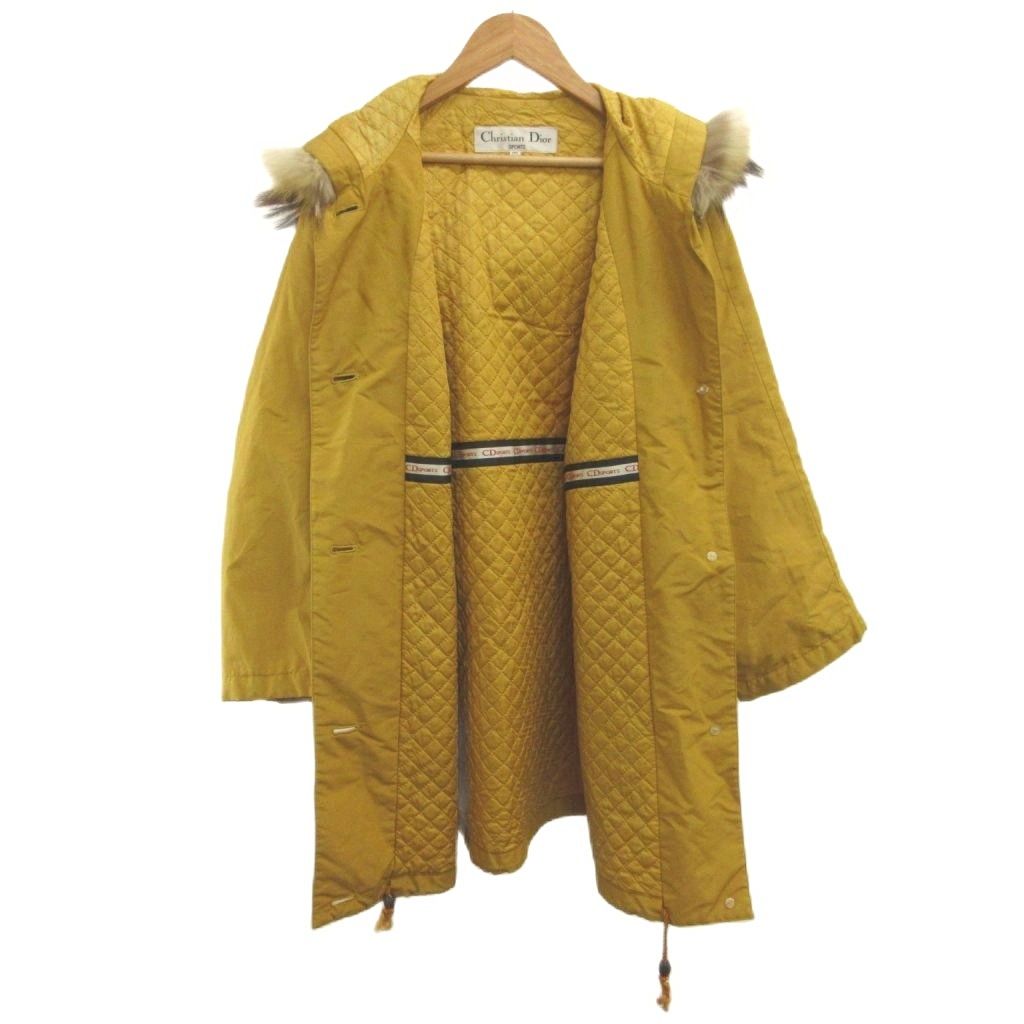 Dior Sports Military Insulation Coat Hood Fur Mustard Yellow Long Sleeve M — view 5