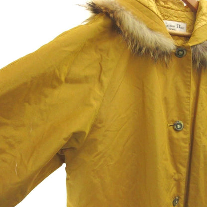 Dior Sports Military Insulation Coat Hood Fur Mustard Yellow Long Sleeve M — view 3